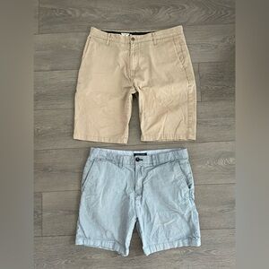 Men's Tan and Light Blue Shorts set of 2 Tommy Hilfiger and Volcom 34